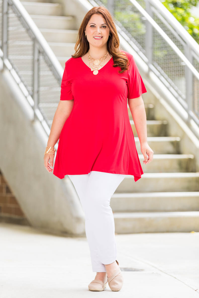 YOUR BEST FOOT FORWARD TUNIC - RED
