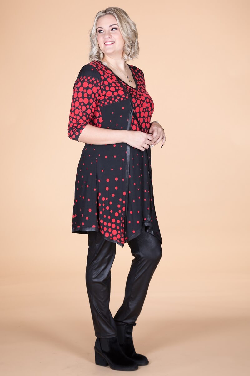 DAY INTO EVENING TUNIC - RED SPOTTED PRINT